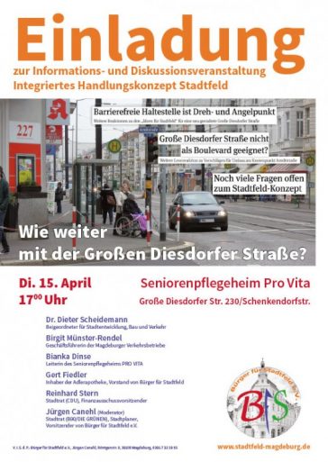 Veranstaltung zum Integrierten Stadtentwicklungskonzept Stadtfeld - Der BfS lädt zur Bürgerversammlung am 15.04.2014 ein