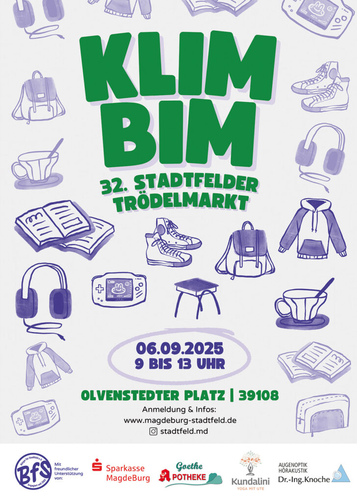32. Stadtfelder Trödelmarkt „KlimBim“ am 6. September auf dem Olvenstedter Platz