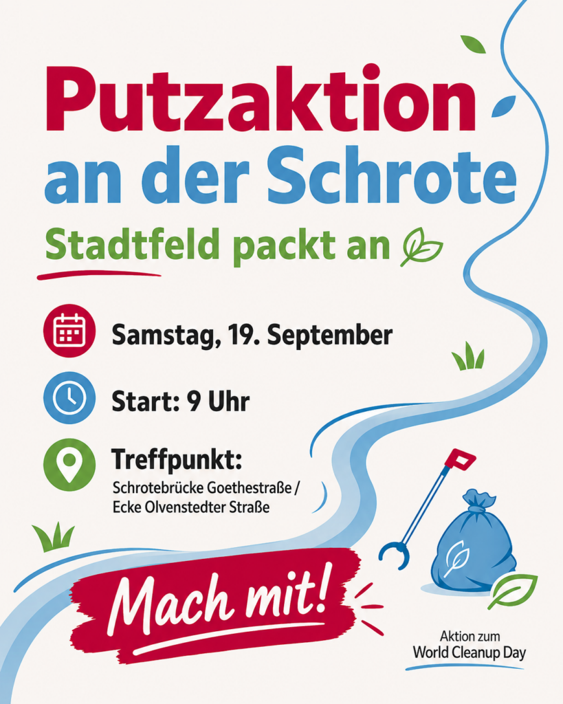 Putzaktion an der Schrote – Stadtfeld packt an!