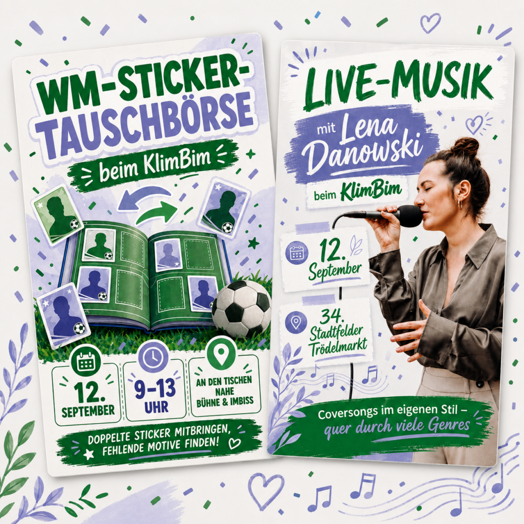KlimBim-Update: Live-Musik von Lena und WM-Sticker-Tauschbörse